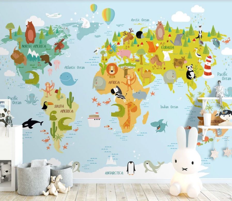 

Фотообои Walldeco Карта мира с животными №dec-2070 Гладь