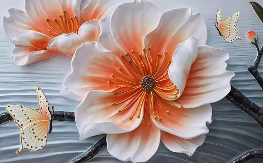 

Фотообои Walldeco Цветок сакуры №dec-453 Мелкий песок с блестками