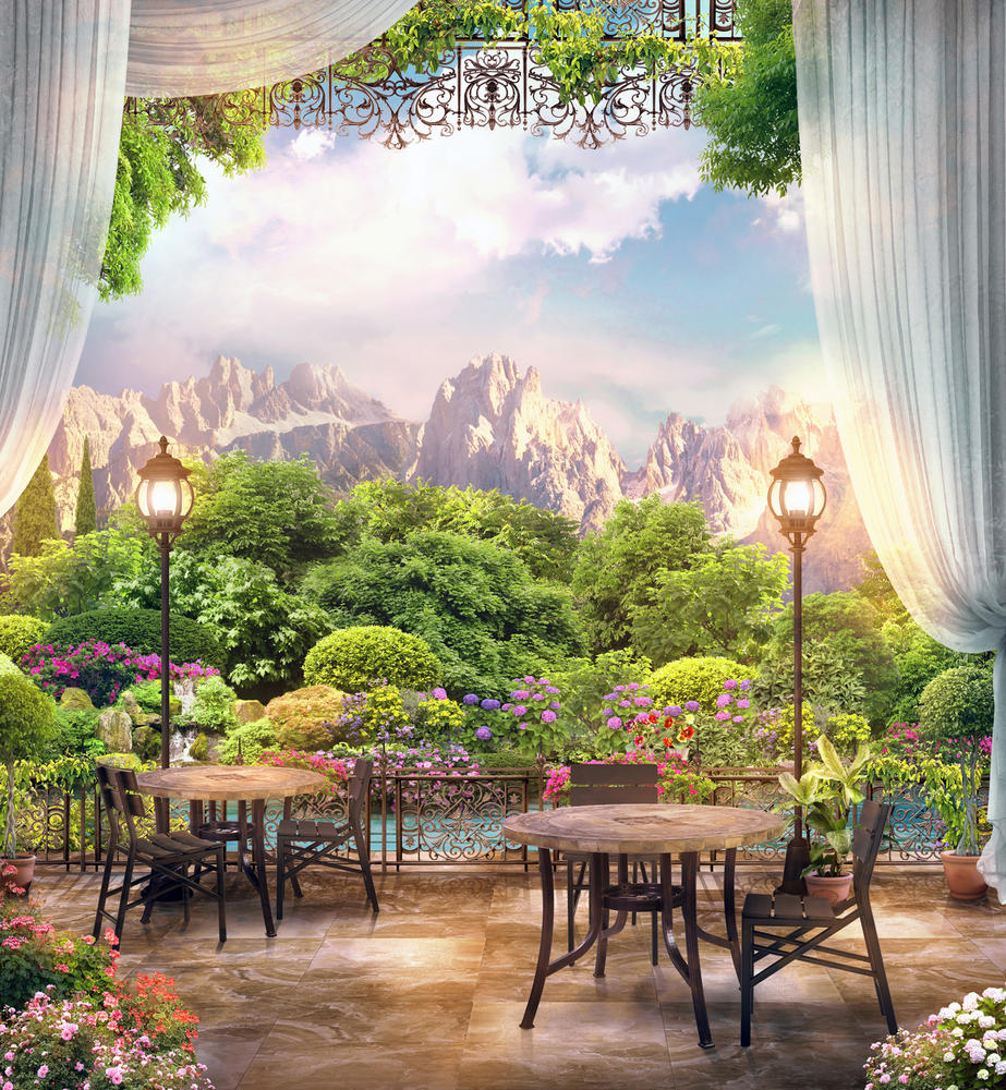 

Фотообои Walldeco Веранда на берегу реки №30181 Жаккард