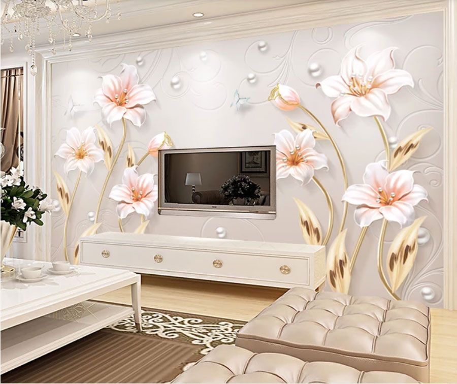 

Фотообои Walldeco Узор из мраморных тюльпанов №dec-2082 Жаккард