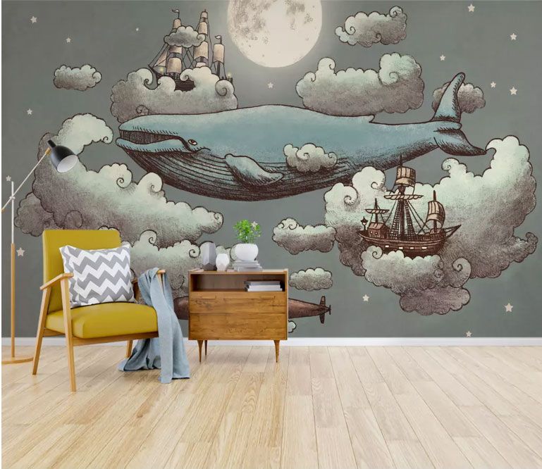

Фотообои Walldeco Кит и корабли в облаках №dec-1385 Фреска