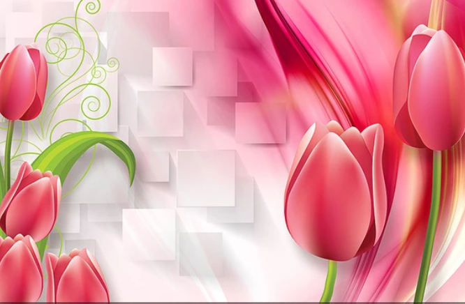 

Фотообои Walldeco Абстракция: 3d красные тюльпаны №dec-013 Жаккард