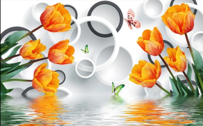 

Фотообои Walldeco Тюльпаны над водой №dec-003 Базальт