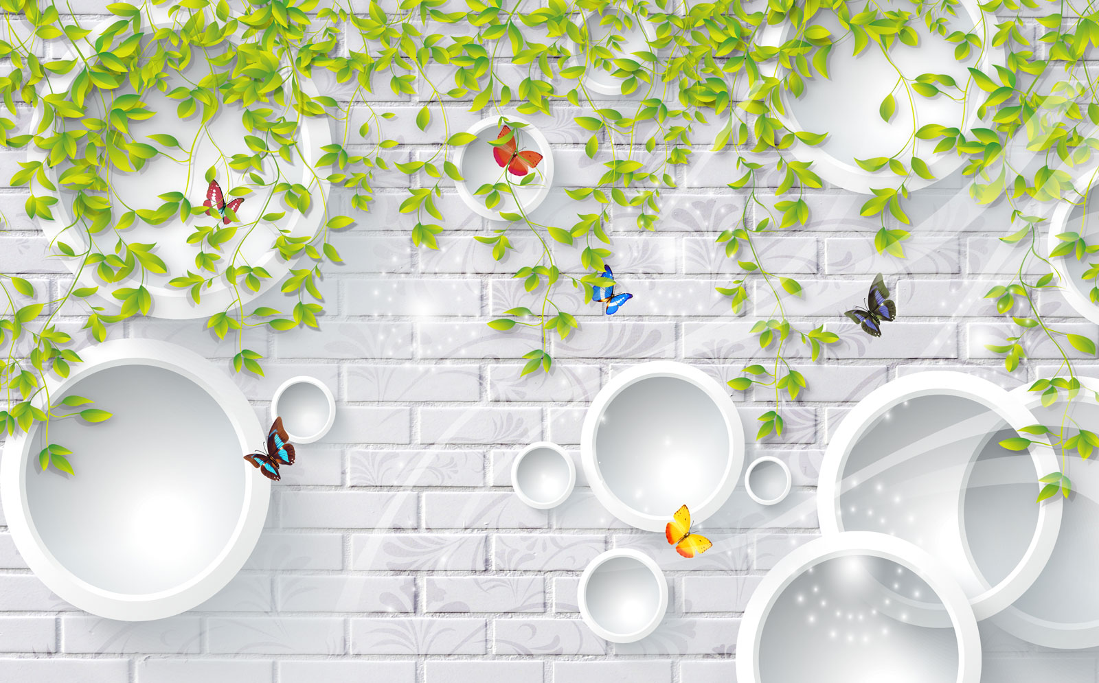 

Фотообои Walldeco Плетущиеся растение и бабочки №40454 Деко