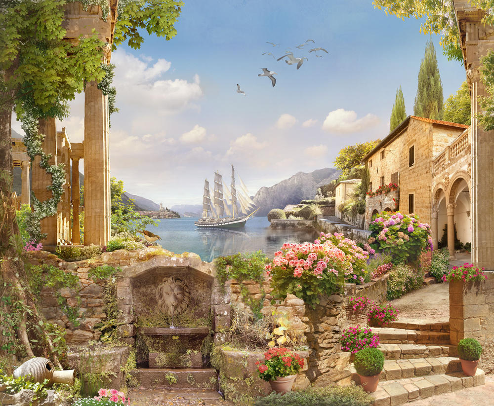 

Фотообои Walldeco Корабль и город №30908 Фреска