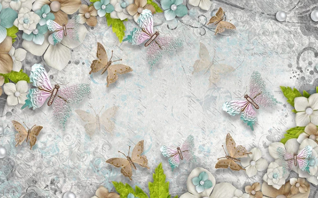 

Фотообои Walldeco Бабочки в цветах №dec-096 Деко