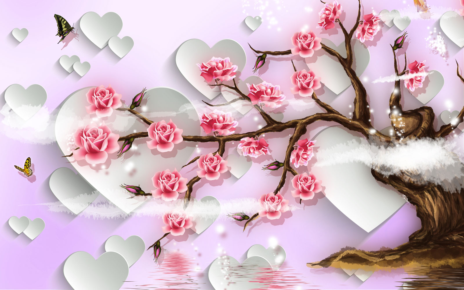 

Фотообои Walldeco Розы на дереве №40439 Волокно