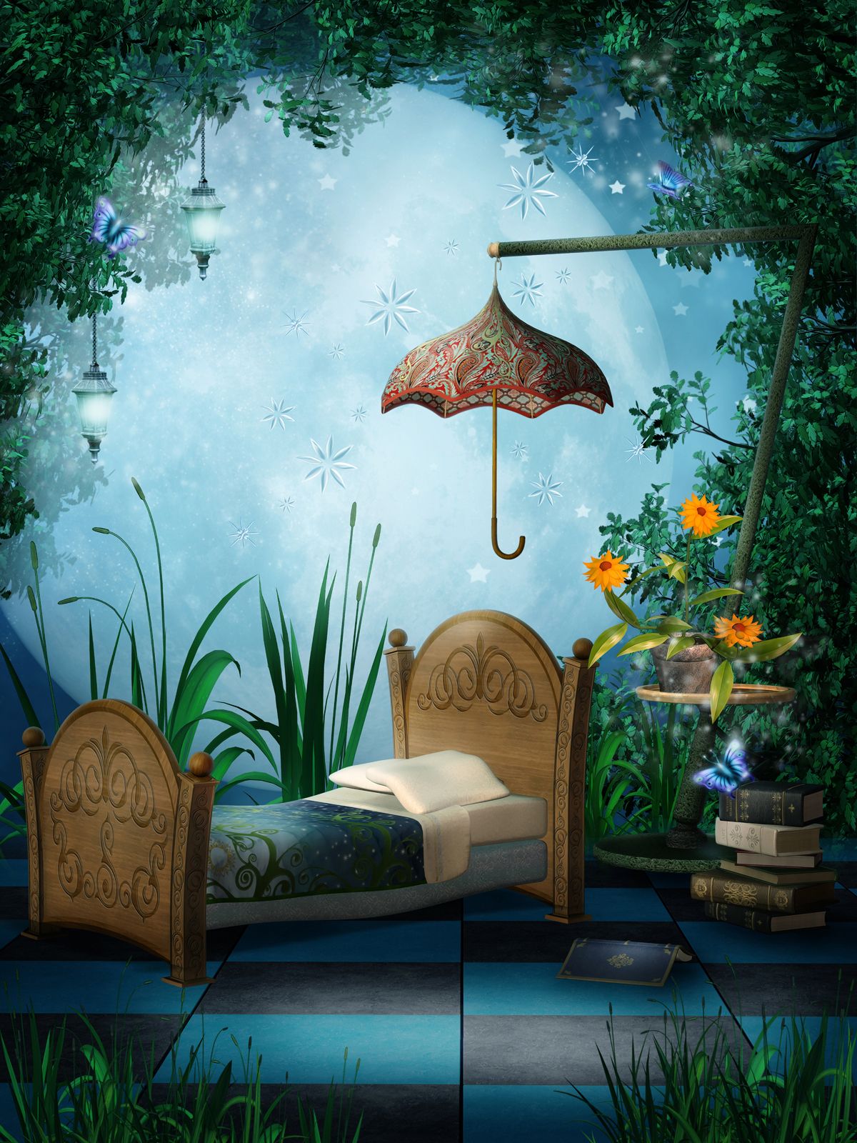 

Фотообои Walldeco кровать в лесу №2193 Гладь