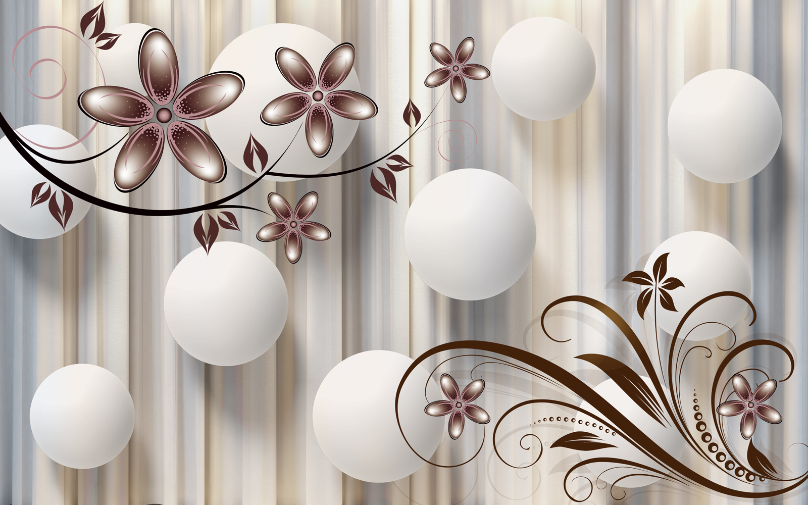 

Фотообои Walldeco Белые шары с цветочным узором №37470 Базальт