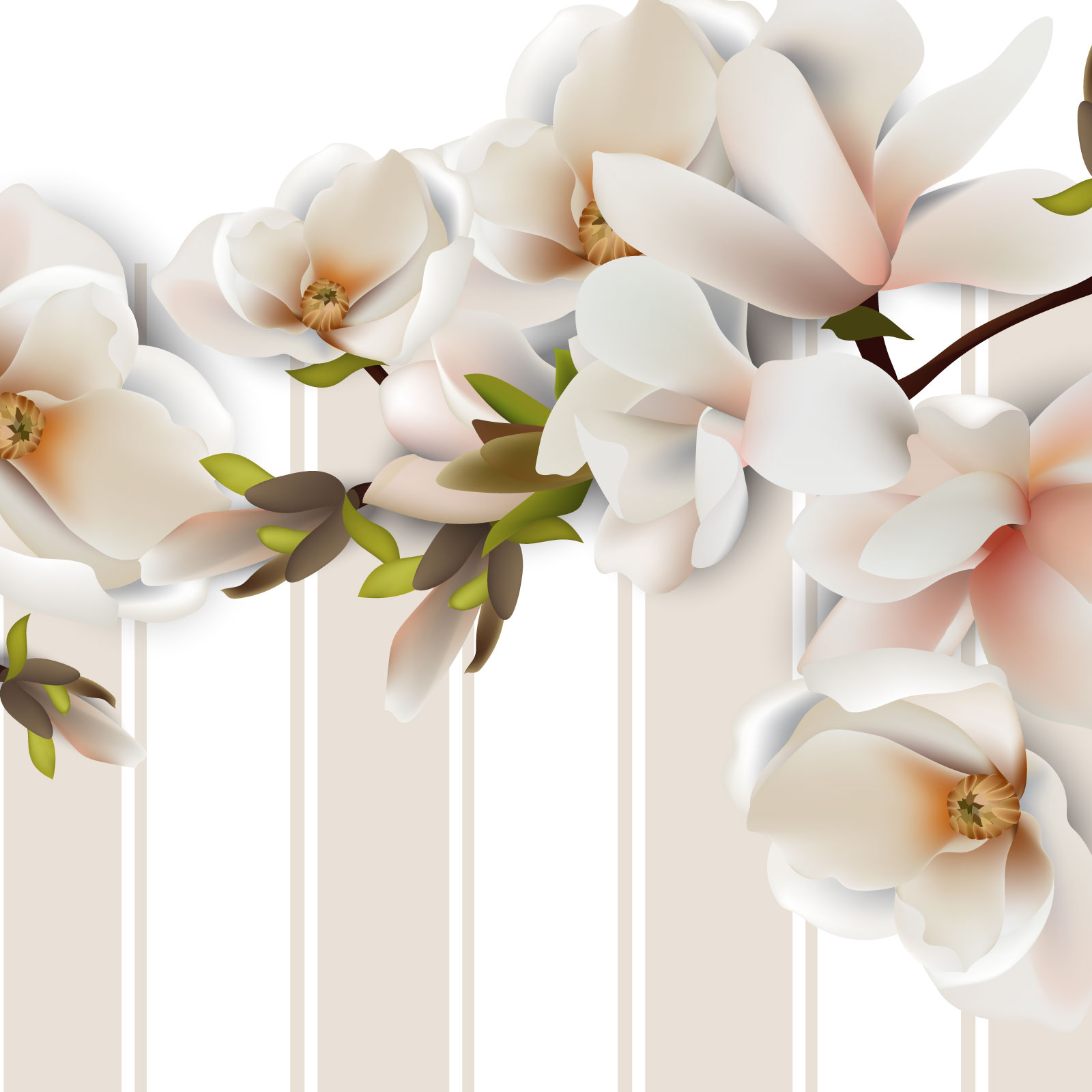 

Фотообои Walldeco Композиция из больших бело-коричневых цветов №39497 Фреска