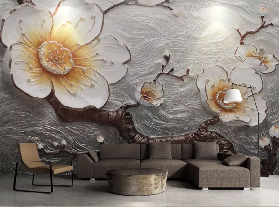 

Фотообои Walldeco Барельеф: цветы на ветке №dec-2081 Лоск