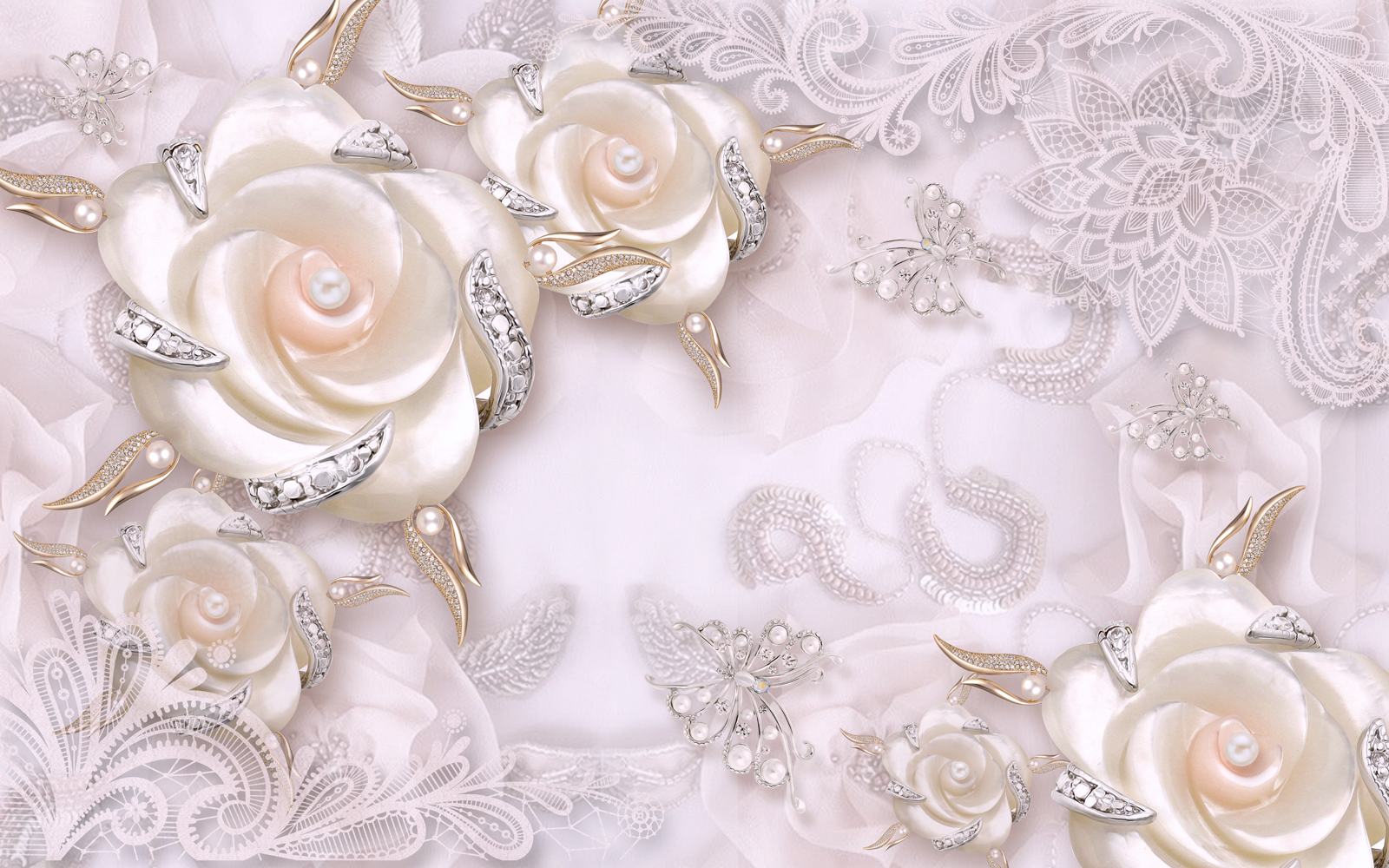 

Фотообои Walldeco Розы украшенные драгоценными камнями №37077 Волокно