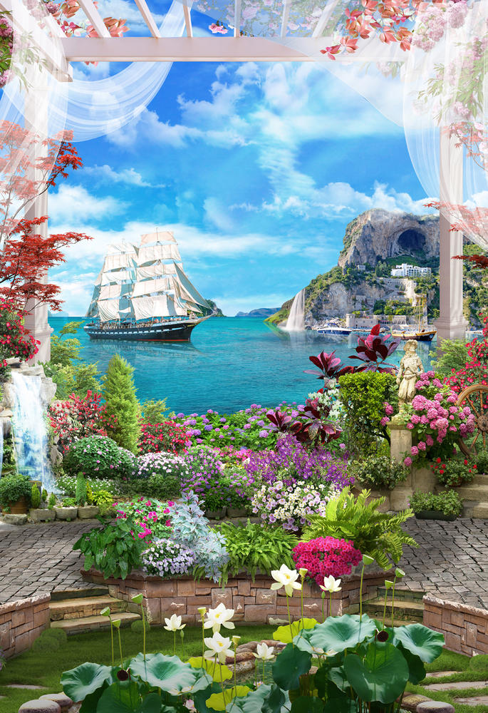 

Фотообои Walldeco Вид из сада на корабль №30311 Волокно