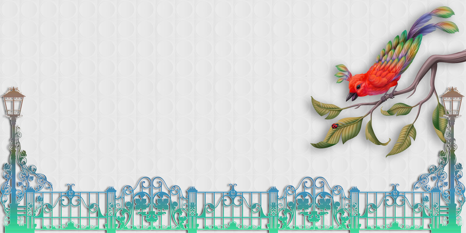 

Фотообои Walldeco Красивая птица над кованным забором №40416 Гладь