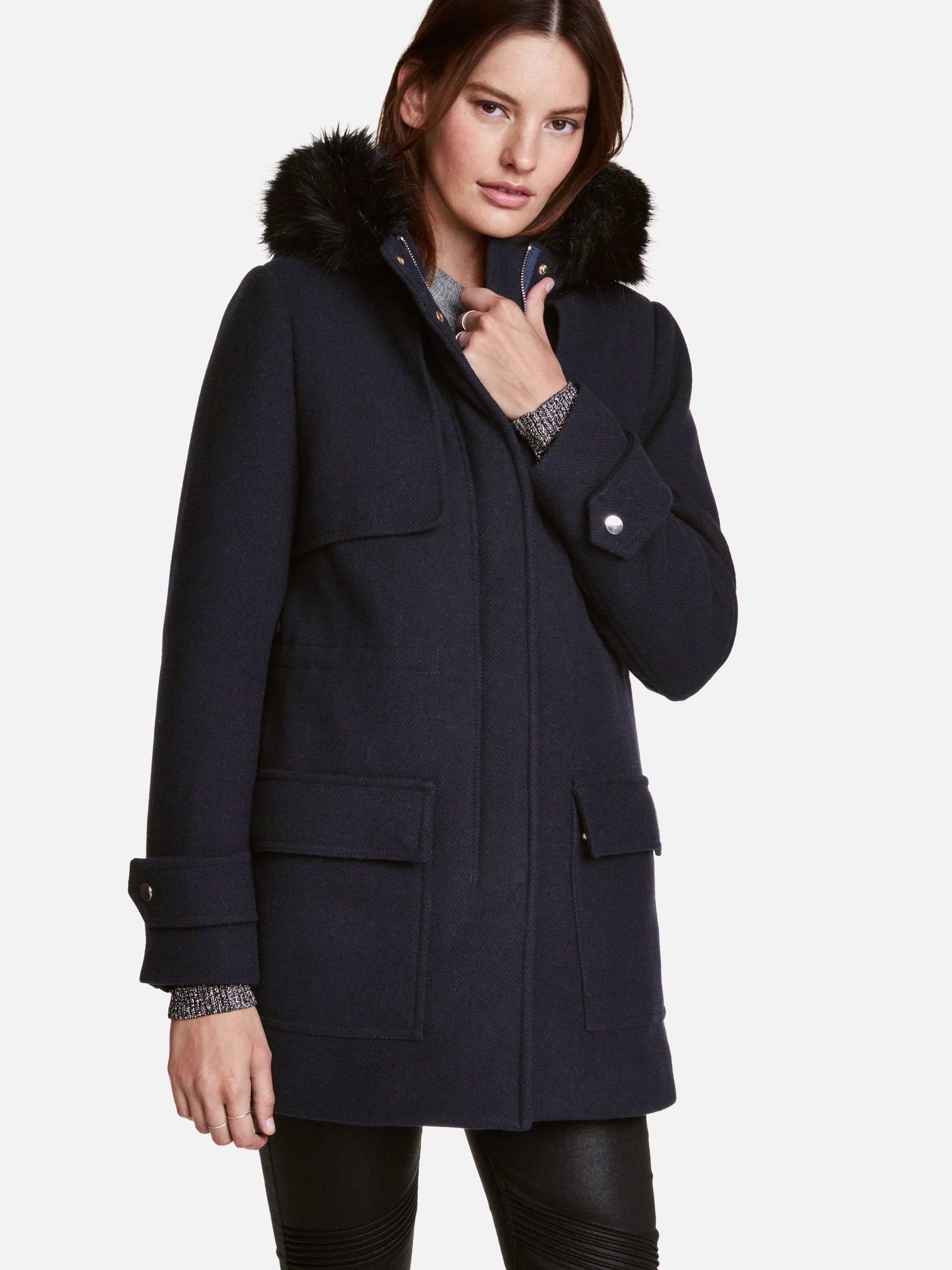 

Пальто H&M 4061304-AAQJ 36 Темно-синее