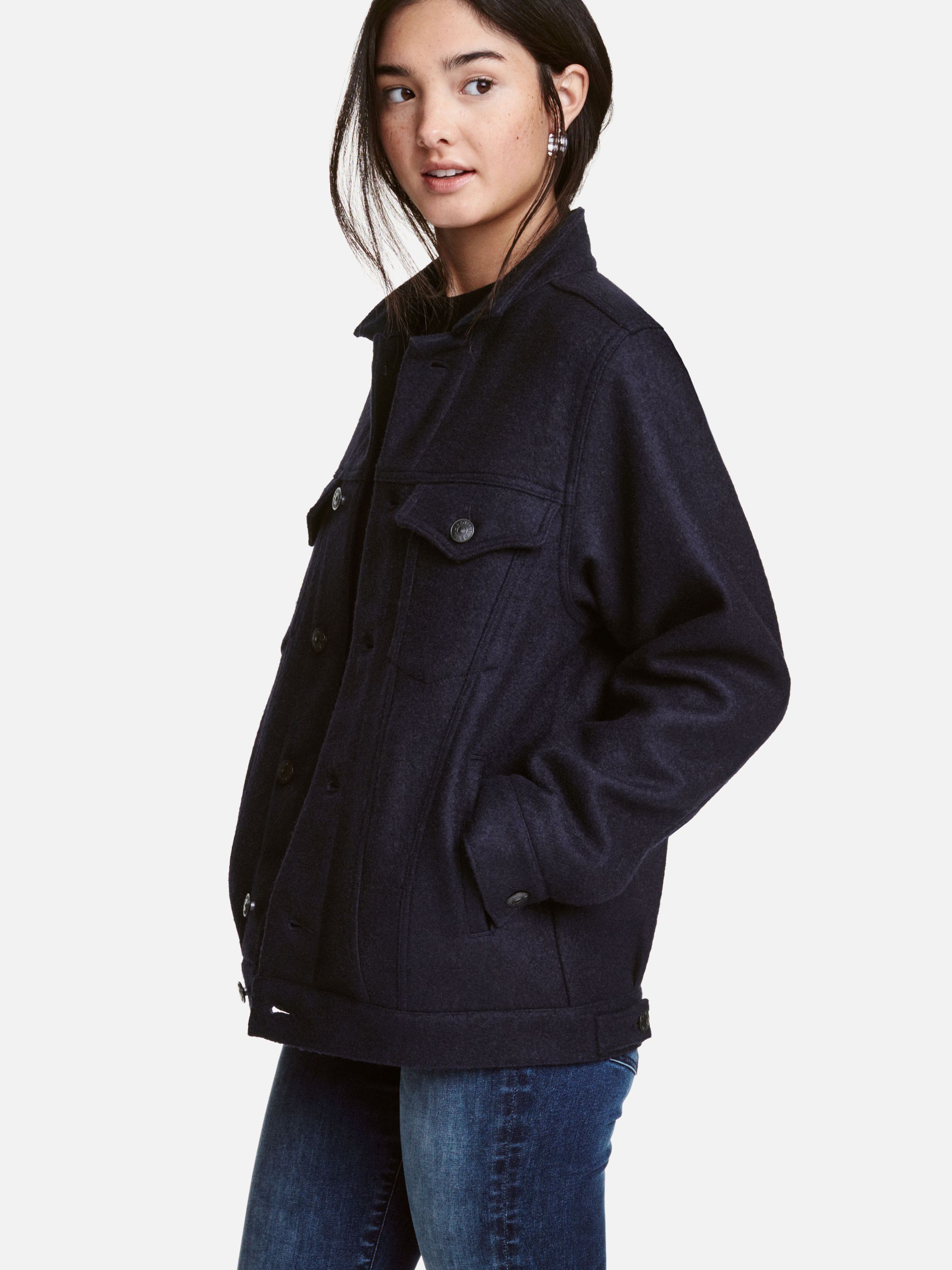 

Пальто H&M 4182004-AAQJ 38 Темно-синее