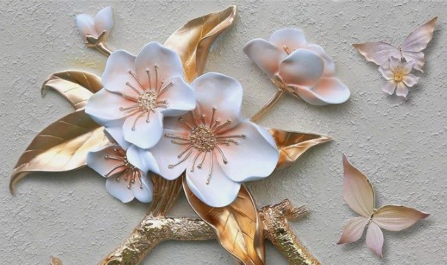 

Фотообои Walldeco Цветы вишни на золотом дереве №dec_3073 Базальт