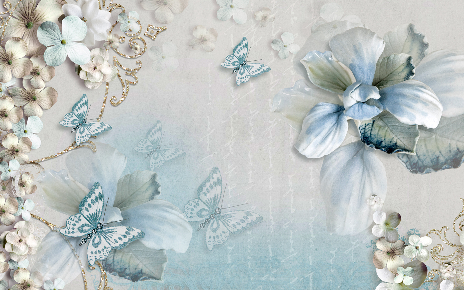 

Фотообои Walldeco Цветочный узор в сине-бежевых тонах №36035 Деко