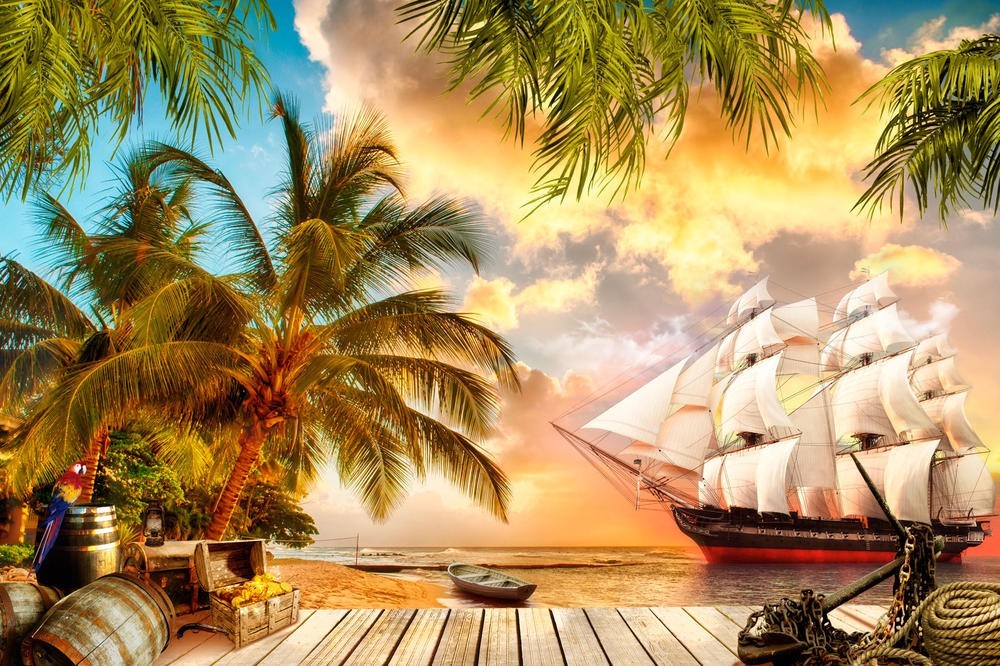 

Фотообои Walldeco Корабль на берегу №30480 Мелкий песок с блестками