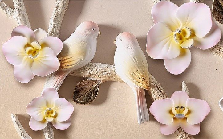 

Фотообои Walldeco Две птички на ветке №dec_3083 Жаккард