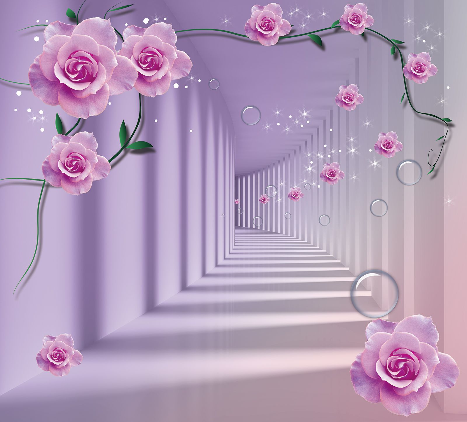 

Фотообои Walldeco Сиреневый 3d тоннель №33474 Жаккард