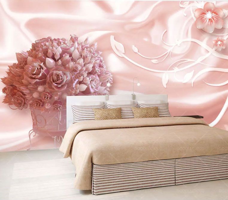 

Фотообои Walldeco Букет розовых роз и узор на ткани №dec-2004 Волокно