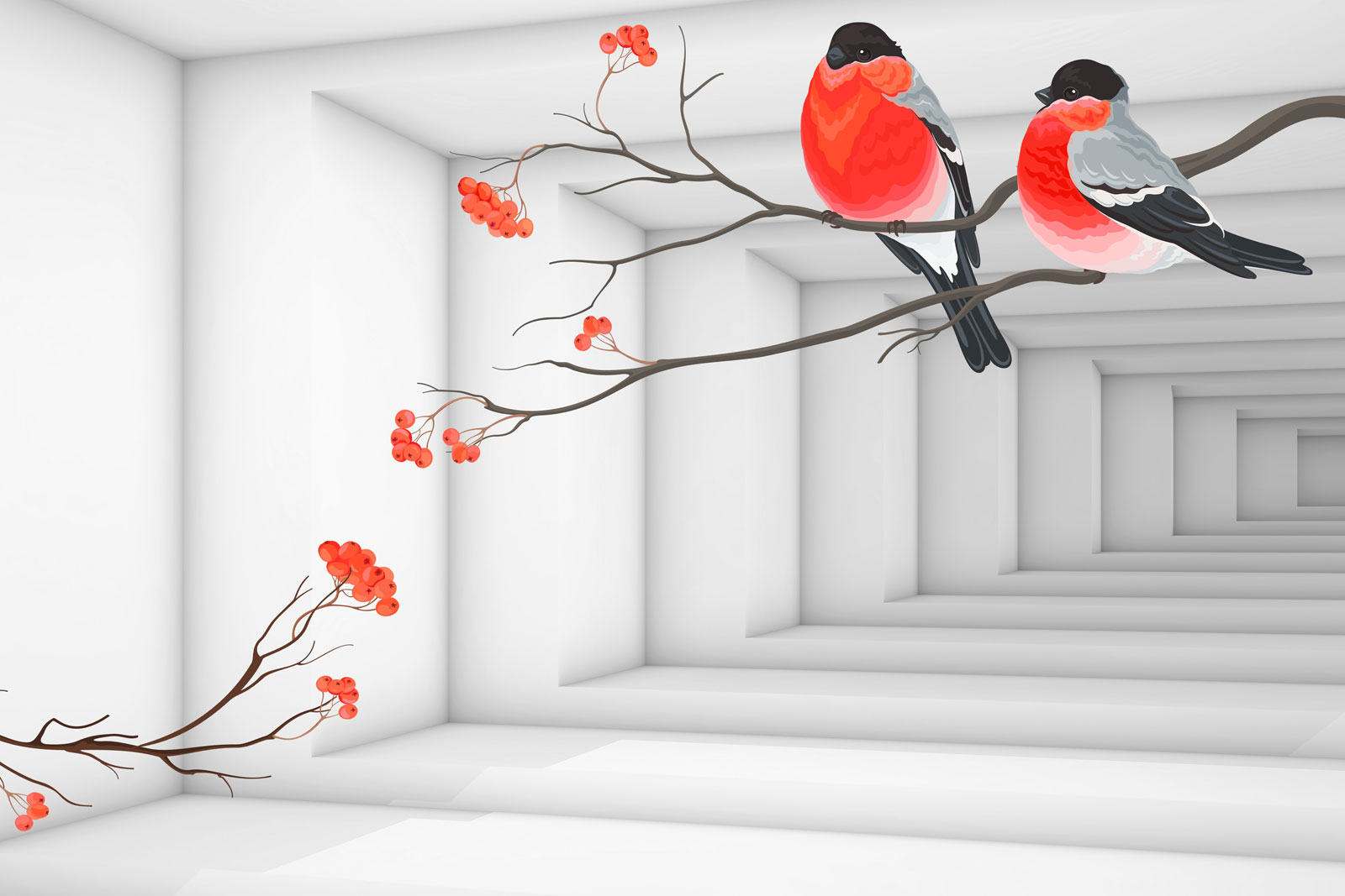 

Фотообои Walldeco Два снегиря №40409 Мелкий песок с блестками
