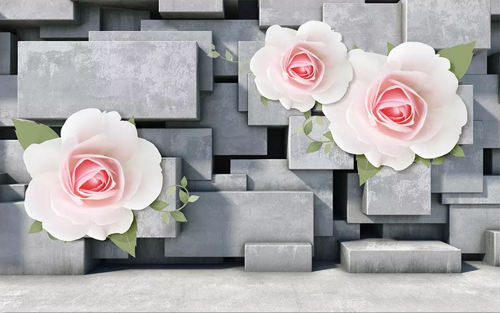

Фотообои Walldeco Бетонные плиты с цветами №dec-658 Волокно