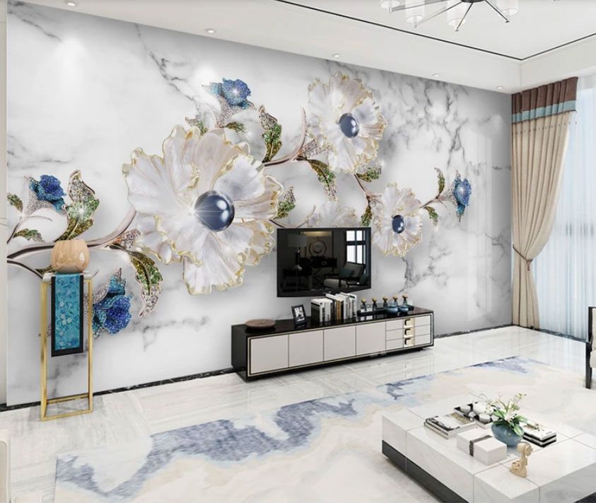 

Фотообои Walldeco Цветы из драгоценных камней, черных жемчужин и золота №dec-2111 Бриз