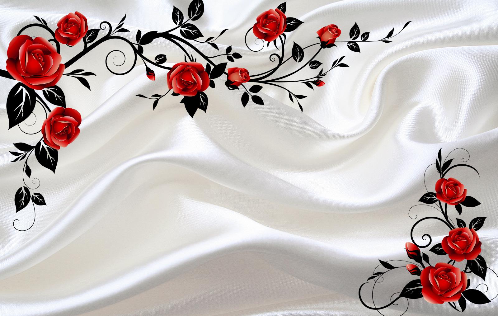 

Фотообои Walldeco Красные розы на белой ткани №36379 Волокно