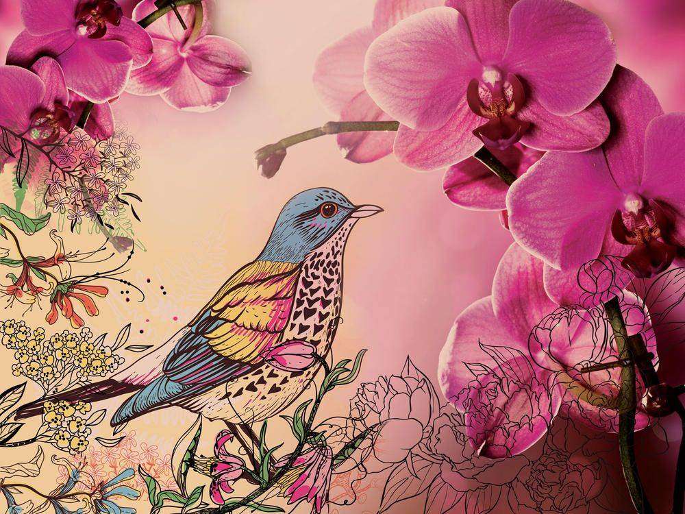 

Фотообои Walldeco Птица в цветах №23575 Фреска
