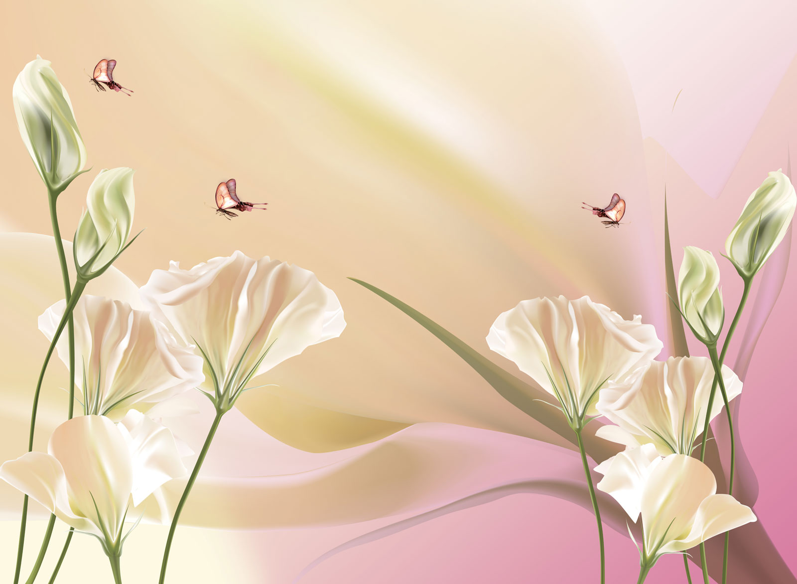 

Фотообои Walldeco Эустома и бабочки №40460 Базальт
