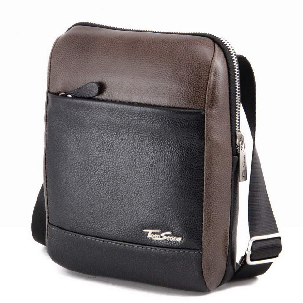 

Мужская кожаная сумка Tom Stone 301 Black/Olive Оливковый