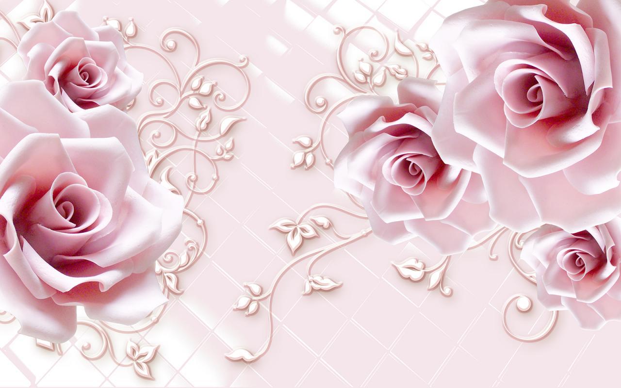 

Фотообои Walldeco Узор из бледно-розовых роз №36160 Жаккард