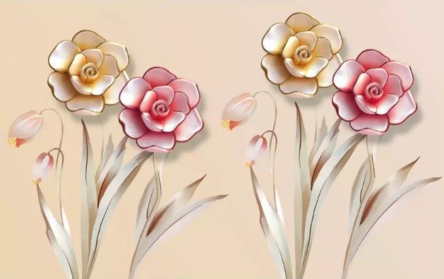 

Фотообои Walldeco 3d желтые и красные цветы №dec_3060 Лоск