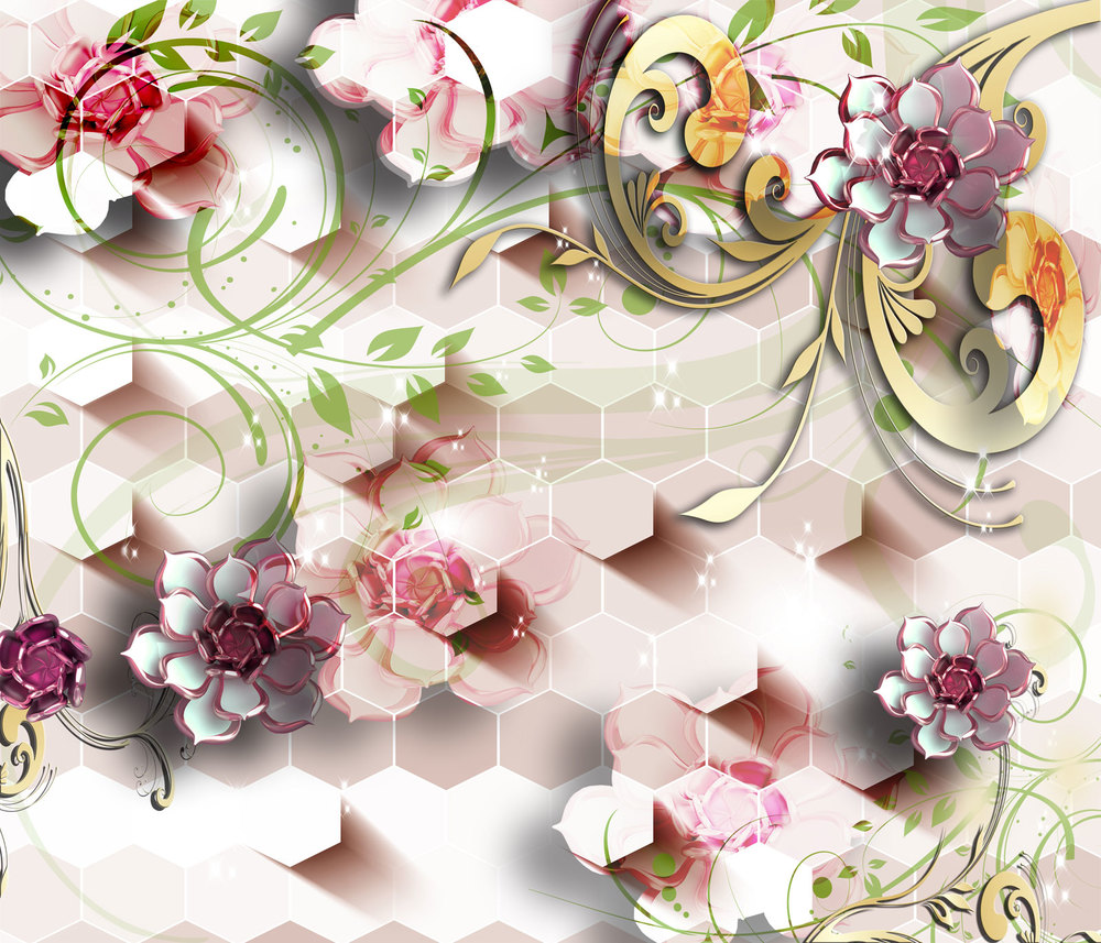 

Фотообои Walldeco 3d цветочный узор №39513 Волокно
