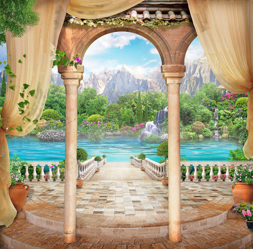 

Фотообои Walldeco Терраса у реки №30310 Жаккард