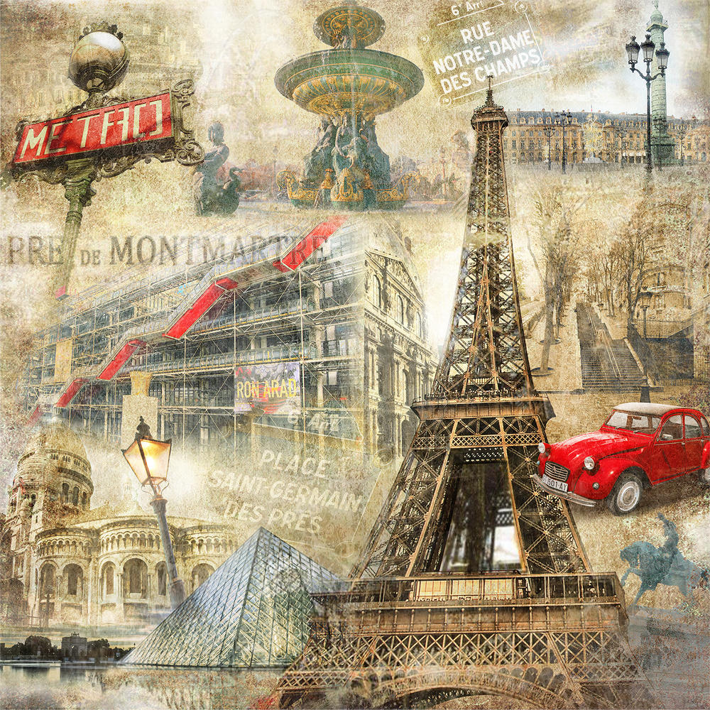 

Фотообои Walldeco Французский коллаж №bur-092 Жаккард