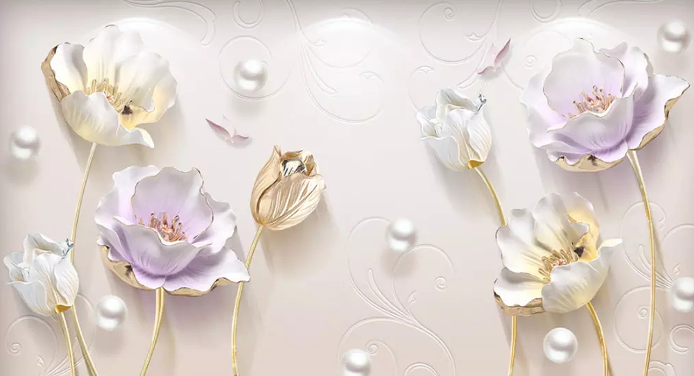 

Фотообои Walldeco Абстракция: золотые тюльпаны №dec-274 Жаккард