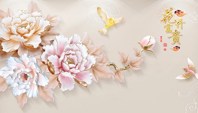 

Фотообои Walldeco Китайские розы из золота №dec-340 Лоск