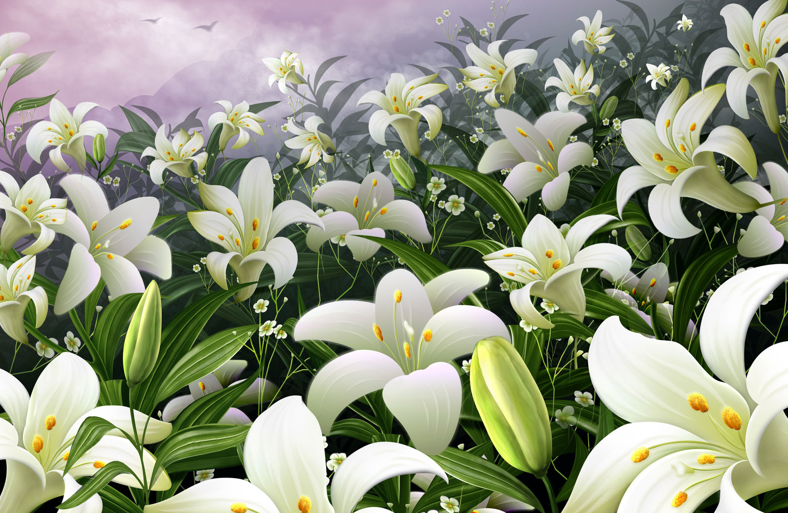 

Фотообои Walldeco Поле белых лилий №40424 Волокно