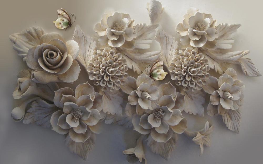 

Фотообои Walldeco Цветы из шпаклевки на стене №33955 Жаккард