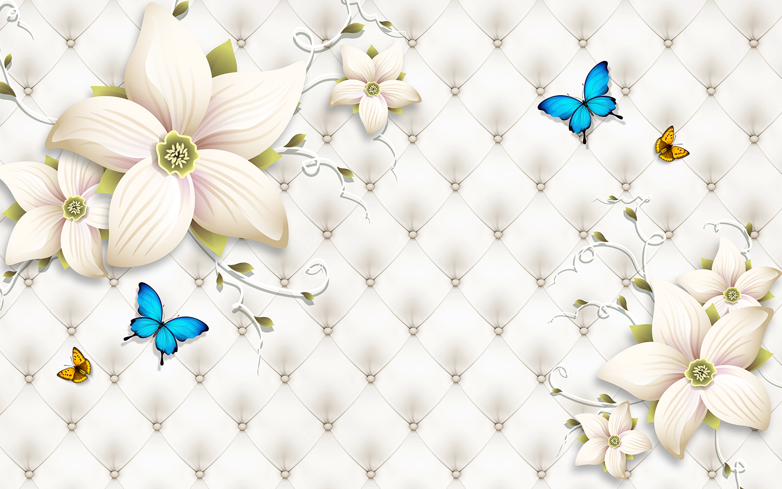 

Фотообои Walldeco Узор из лилий и синих бабочек №36158 Фреска