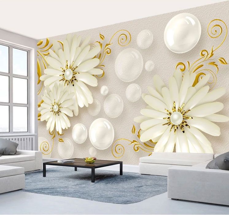 

Фотообои Walldeco Узор из ромашек и шаров №dec-2001 Волокно