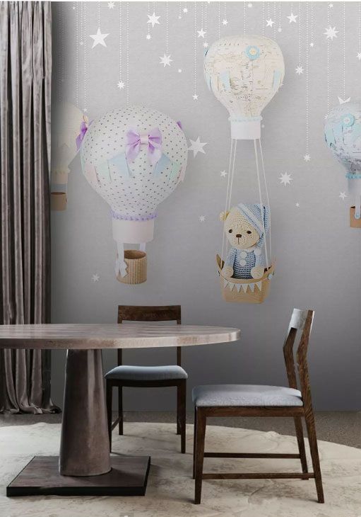 

Фотообои Walldeco Игрушечный мишка на воздушном шаре №dec-1364 Жаккард