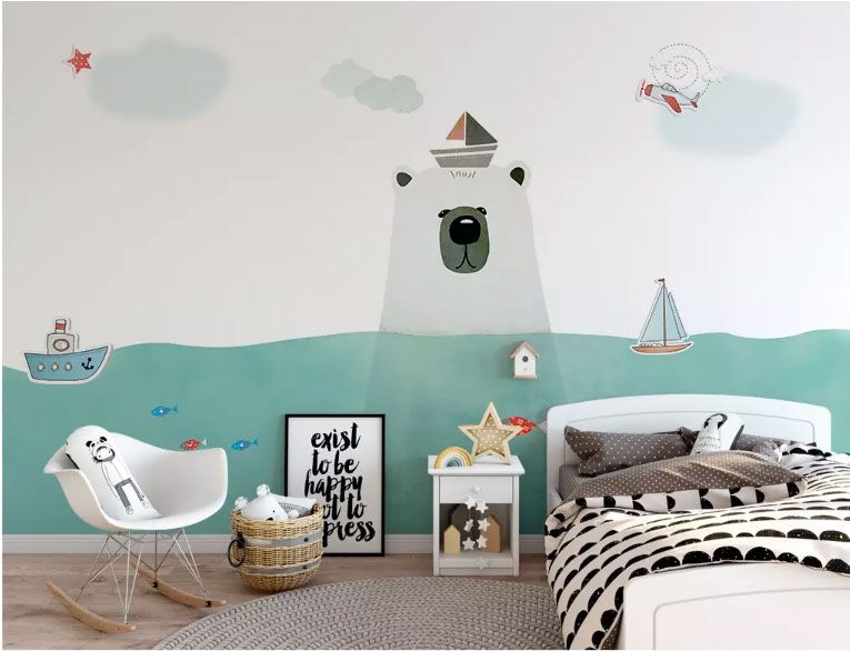 

Фотообои Walldeco Большой белый медведь №dec-1356 Мелкий песок с блестками