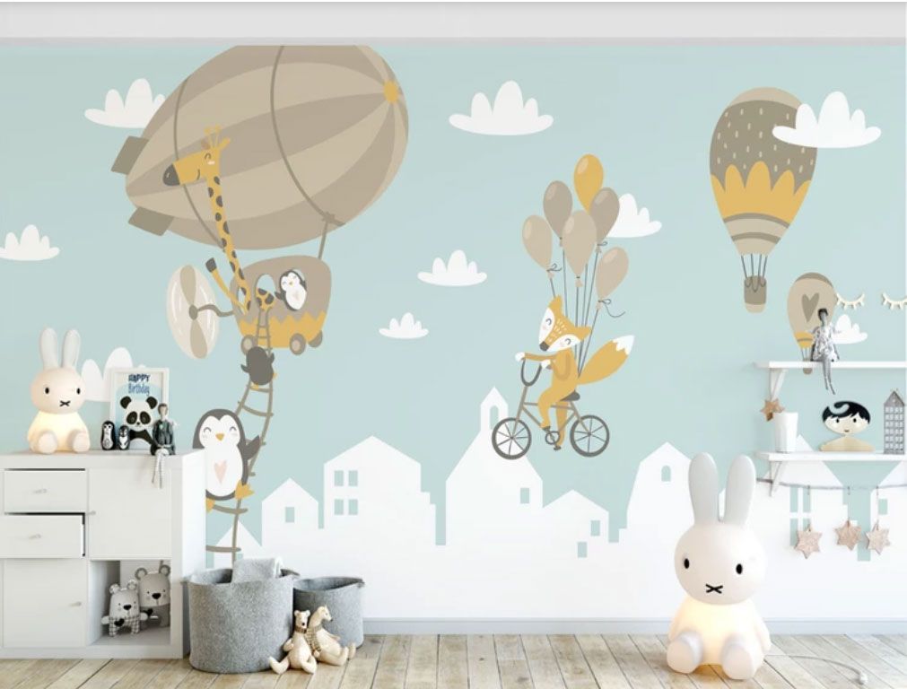 

Фотообои Walldeco Животные в воздухе: пингвины, лисички №dec-2049 Бриз