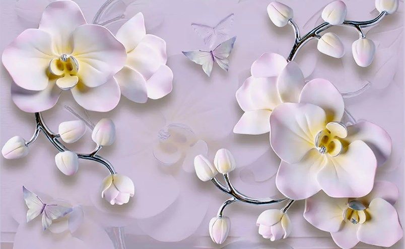 

Фотообои Walldeco Белые орхидеи с желтыми сердцевинами №dec_3087 Деко