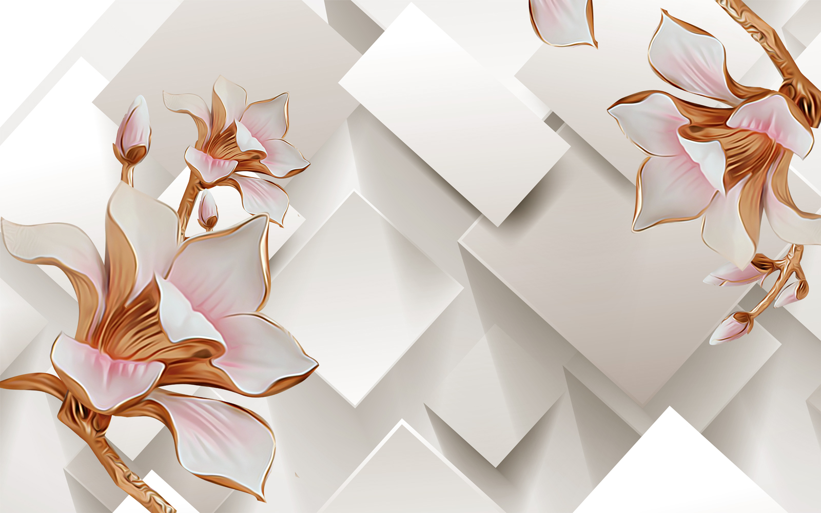 

Фотообои Walldeco 3d цветы из металла №39322 Гладь