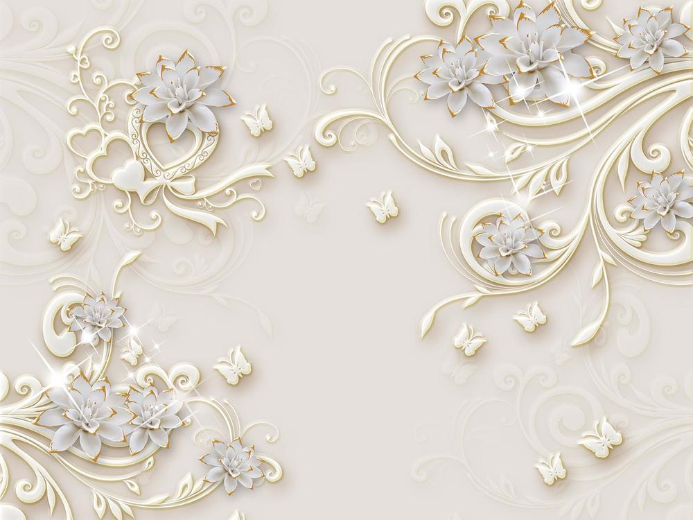 

Фотообои Walldeco Ванильные бабочки с цветами №34113 Жаккард